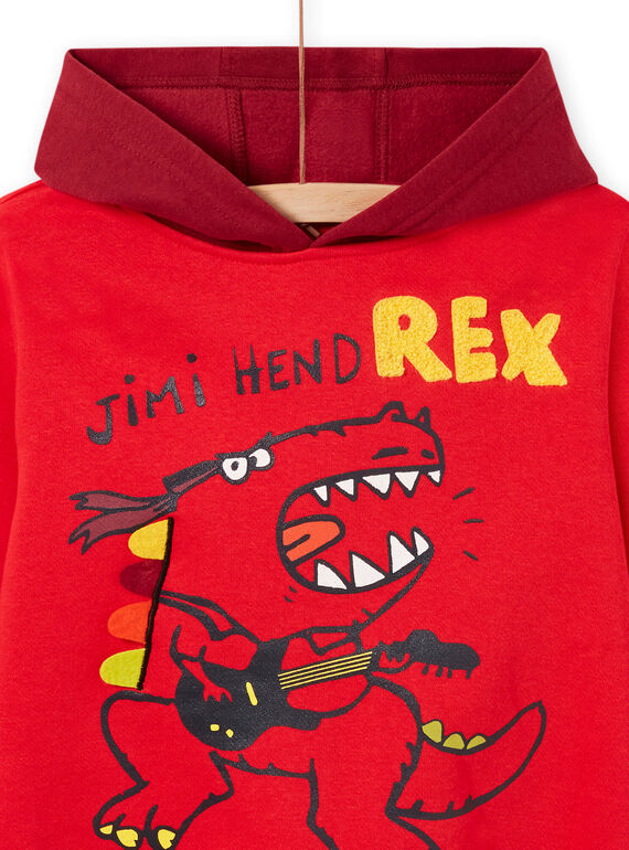 Child Boy Red Dinosaur Hoodie MOFUNSWE / 21W902M1SWEF505