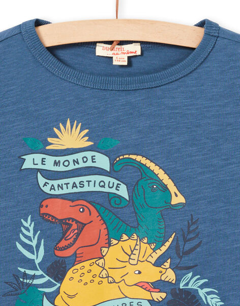 Baby boy blue long sleeve t-shirt with dinosaur design MOPATEE2 / 21W902H2TML219