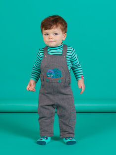 Baby boy's ink blue striped overalls with cat motif MUTUSAL1 / 21WG10K2SALC234