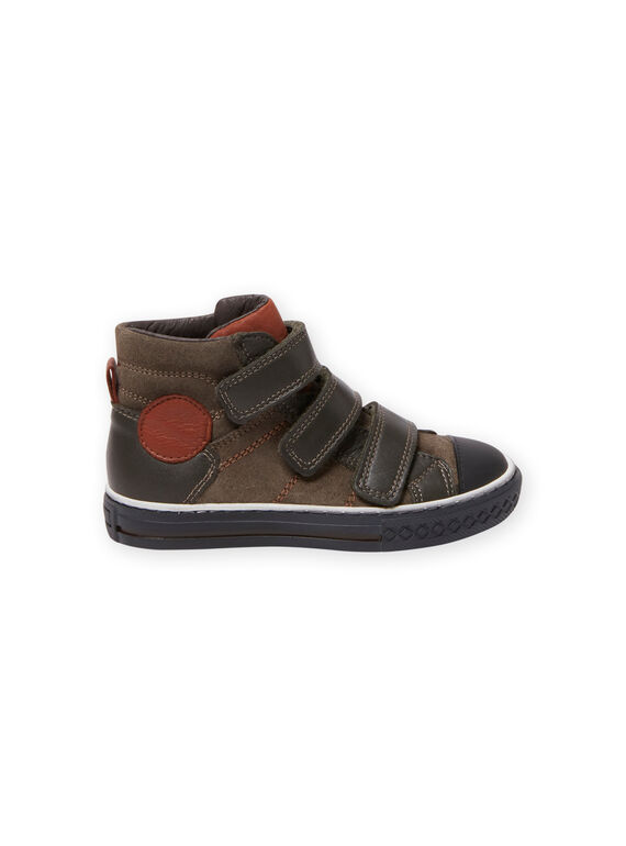 Child boy khaki green suede high top sneakers MOBASTRIVKAKI / 21XK3673D3F604
