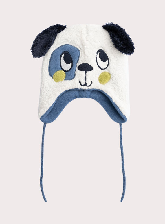 Ecru puppy animation hat for baby boy  VYUSAUBON1 / 24WI10M3BON001