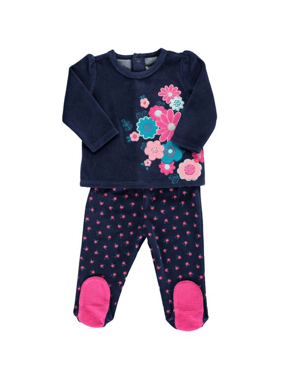 Baby girls' velour pyjamas DEFIPYJPOP / 18WH1343PYJC205