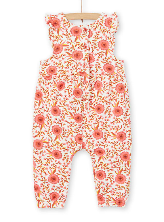Combination ecru and pink flowered pattern baby girl LINAUCOMB / 21SG09L1CBL001