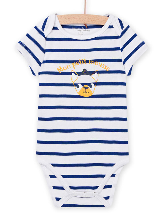 Baby Boy White Stripe Bodysuit NEGABODMOU / 22SH14J6BDL000