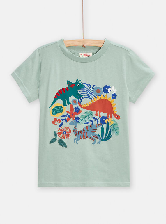 Boy's water-green dinosaur T-shirt TOJATI / 24S90211TML614