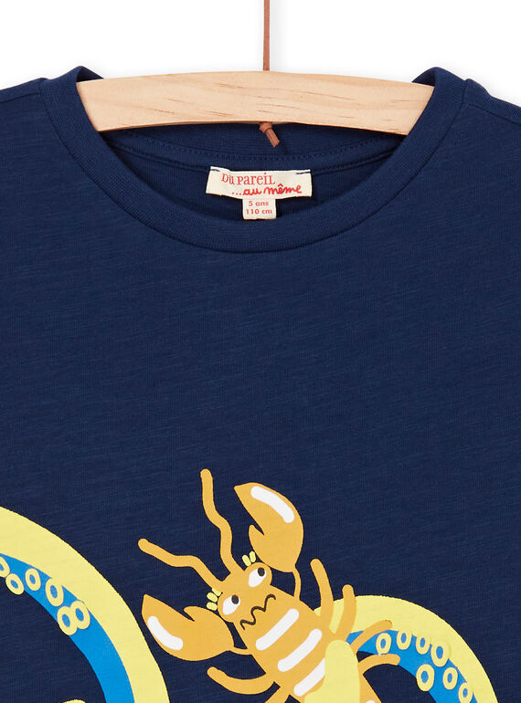 Blue T-shirt with octopus and lobster motif  Child boy LONAUTI1 / 21S902P2TMC070