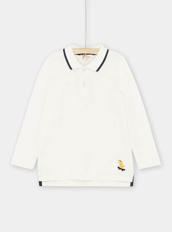 Boy's ecru polo with dinosaur embroidery SOJOPOL2 / 23W902B4POL001