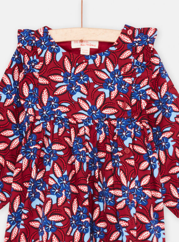 Baby girl red and blue floral print dress SIFORROB3 / 23WG09K2ROB504