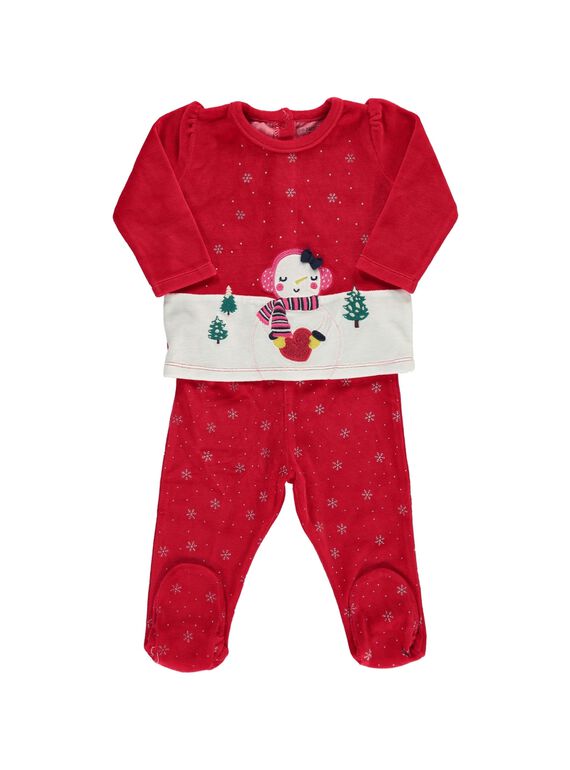 Baby girls' velour pyjamas DEFIPYJPIN / 18WH13S1PYJ050