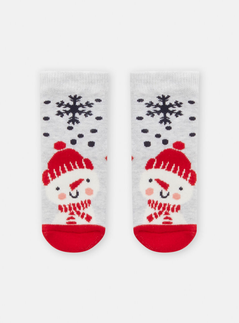 Baby boy's mottled gray and red socks SYUWAYCHO / 23WI10S1SOQJ922