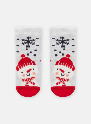 Baby boy's mottled gray and red socks SYUWAYCHO / 23WI10S1SOQJ922