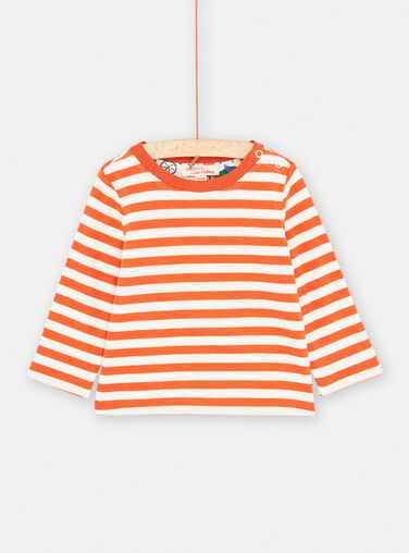 Baby Boy Ecru and Orange Reversible T-Shirt SUKHOTEE1 / 23WG10Q3TML003
