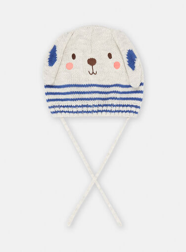 Baby boy grey and blue striped beanie SYUGROBON5 / 23WI10O3BONJ920