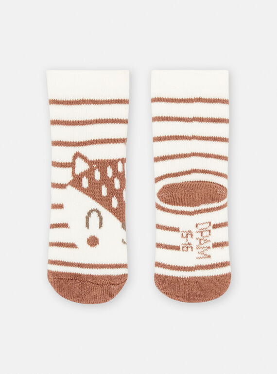 White and brown socks with mixed stripes print SOU2CHO2 / 23WF4121SOQA001