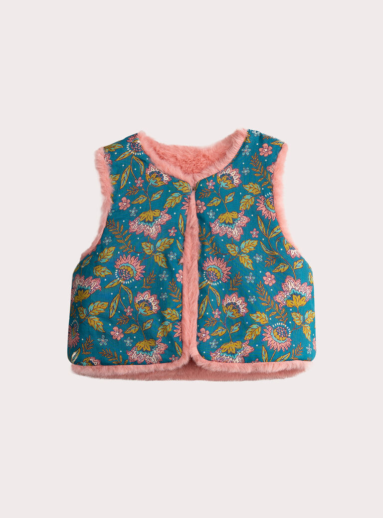 Reversible pink cardigan for baby girl VIKLICAR2 / 24WG0942CAR303