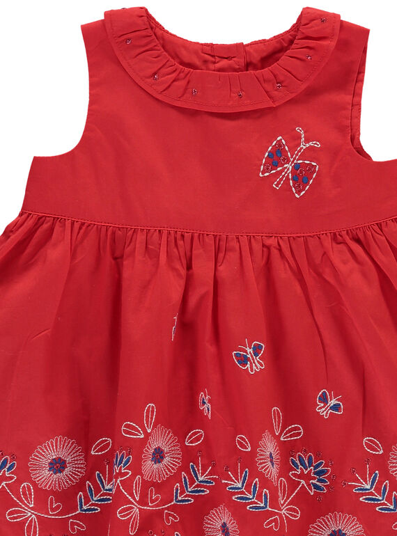 Baby girls' embroidered red dress FITOROB3 / 19SG09L3ROB330