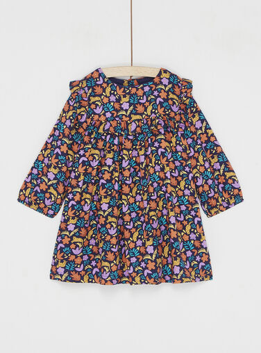 Navy blue and orange floral print dress Navy blue and orange floral print dress SILINROB1 / 23WG09H1ROBJ912