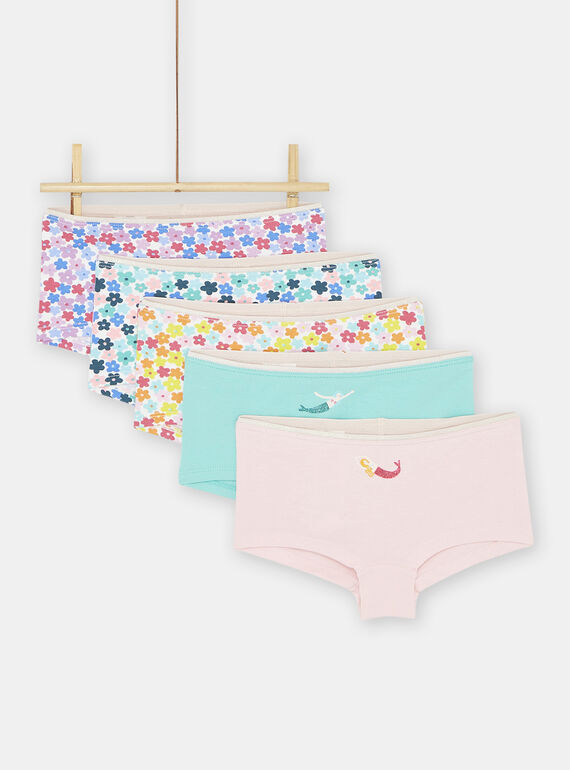 Set of 5 multicolored girls' shortys SEFAHOTSEM1 / 23WH1162SHY000
