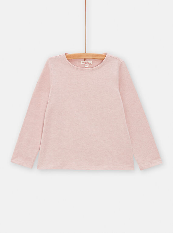 Girl's long-sleeved pink doll T-shirt TAESTEE4 / 24S901V2TMLD328