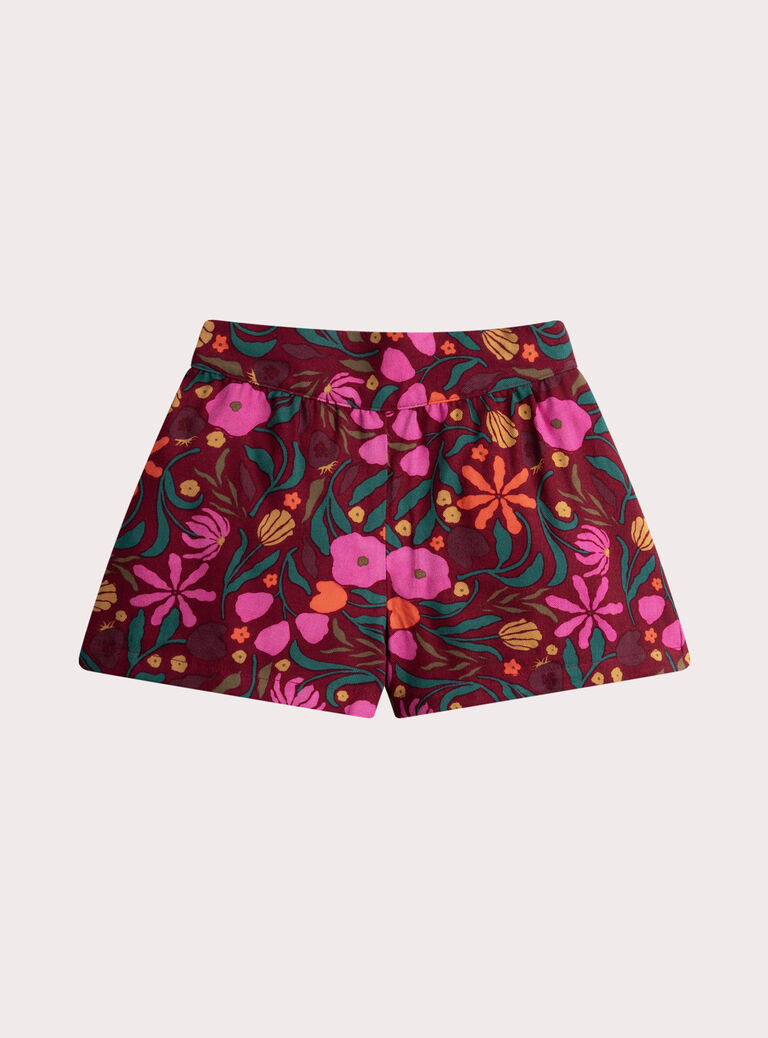 Red floral print shorts for girls  VAKOSHORT / 24W90131SHOF529