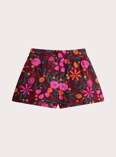 Red floral print shorts for girls  VAKOSHORT / 24W90131SHOF529