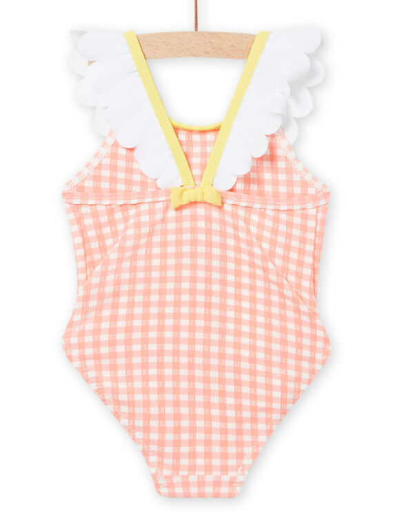 Baby girl coral check print swimsuit NYIMER1 / 22SI09L1MAI404