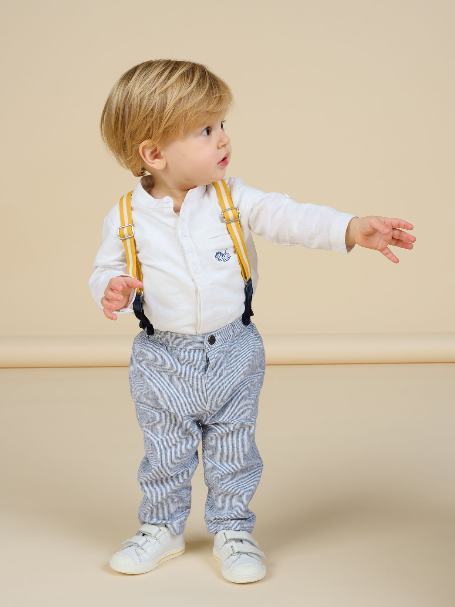 Buy Navy/White 4 Piece Shirt Body, Trousers and Braces Set (0mths-2yrs)  from the Next UK online shop