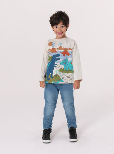 T-shirtWhite dinosaur animation for boy  VOKLITEE2 / 24W90241TML632