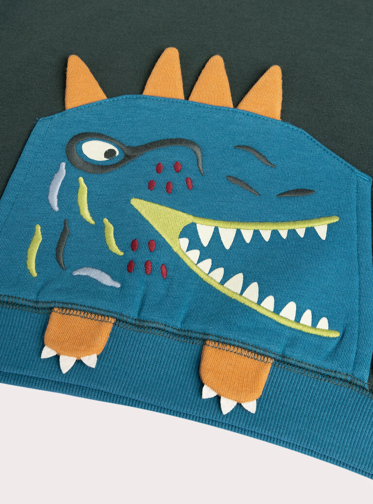 Two-tone cross-neck sweatshirt with animated pocket for boys  VOKLISWE1 / 24W90241SWEG618