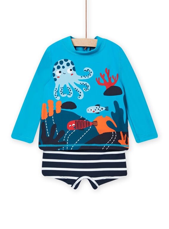 Baby boy blue bathing suit and t-shirt NYUENS / 22SI10L3MAIC215