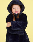 Reversible navy blue parka in fake fur for baby girl MANUIPARKA / 21W90154PAR070
