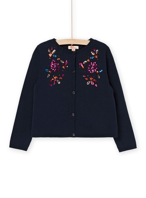 Black cardigan with sequined floral pattern RAJUNCAR / 23S901U1CARC243