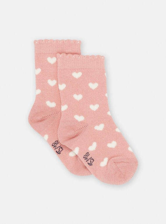 Pink socks with baby girl heart print SYIJOSOQ3 / 23WI09M3SOQD329