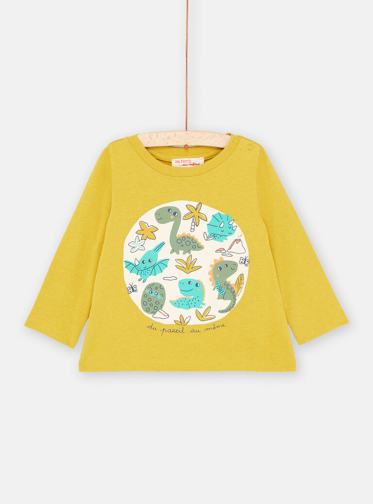 Baby Boy Lemongrass Yellow Dinosaur T-Shirt SUVERTEE3 / 23WG10J1TML108