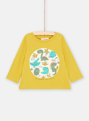 Baby Boy Lemongrass Yellow Dinosaur T-Shirt SUVERTEE3 / 23WG10J1TML108