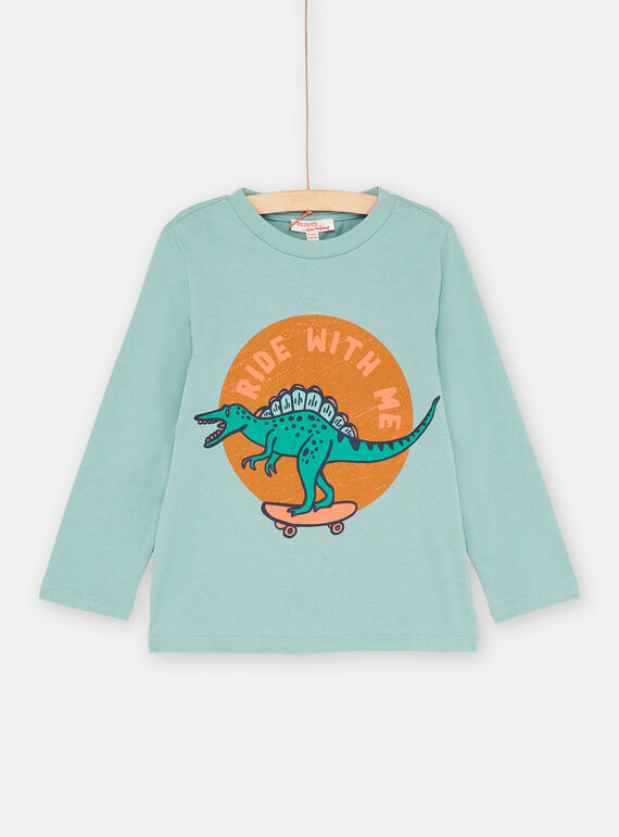 Celadon blue T-shirt with dinosaur animation SOJOTEE3 / 23W902F4TML204
