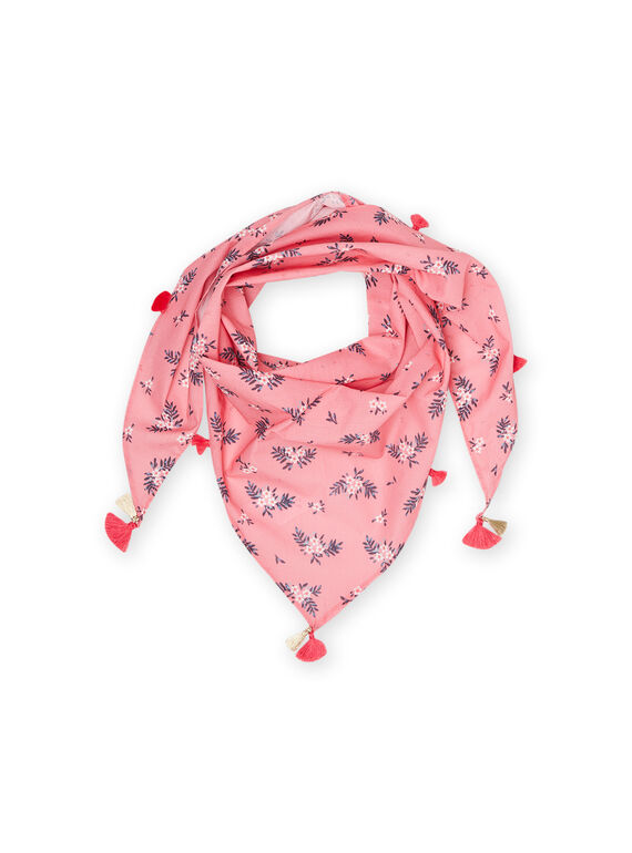 Child girl coral scarf with floral print NYAPAFOUL / 22SI0121FOU404