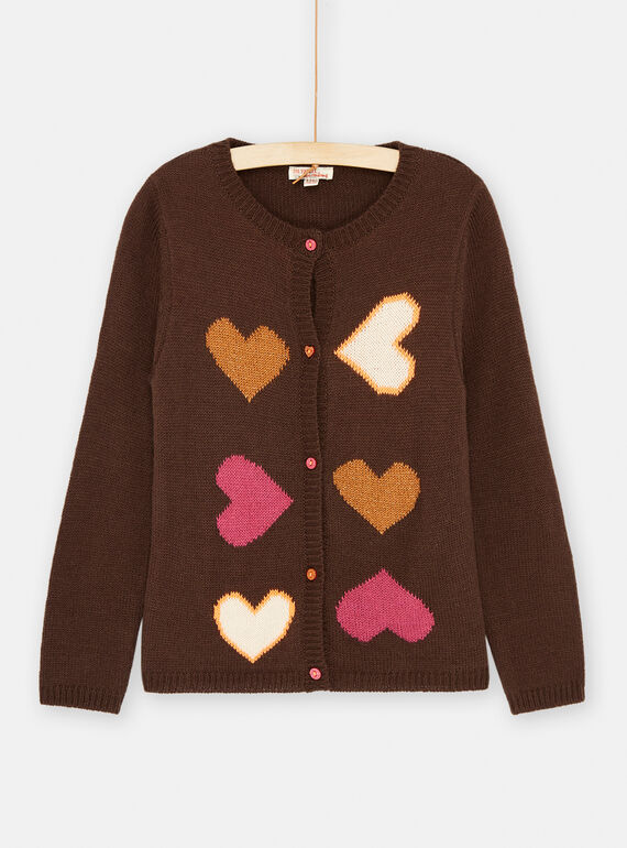 Brown cardigan with heart pattern SALOCAR1 / 23W901R1CARI803
