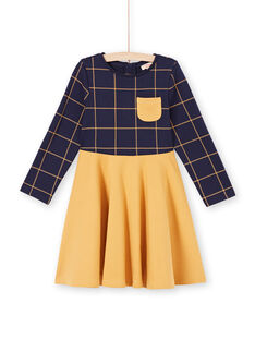 Girl's two-tone night blue and yellow dress MAJOROB5 / 21W90123ROBC205