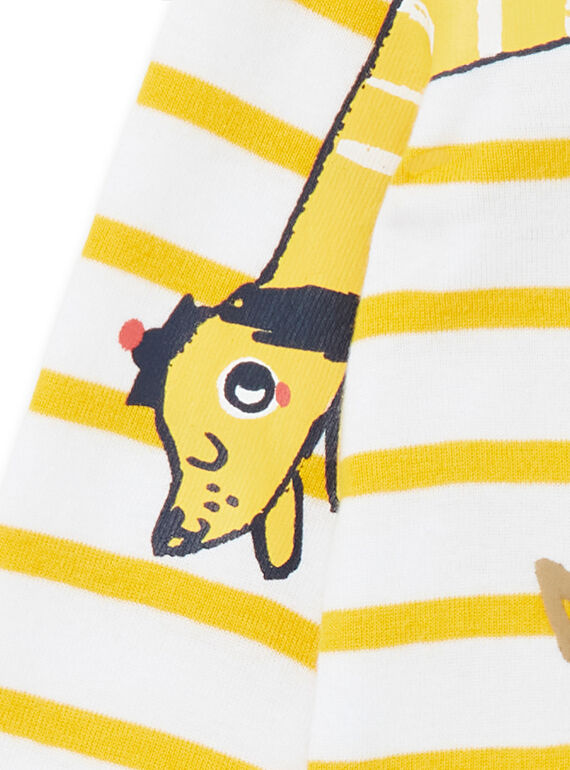 White and yellow striped cotton bodysuit baby boy LUNOBOD / 21SG10L1BOD000