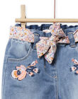 Baby girl embroidered denim pants with flower print belt NIMOPAN1 / 22SG09N2PANP270