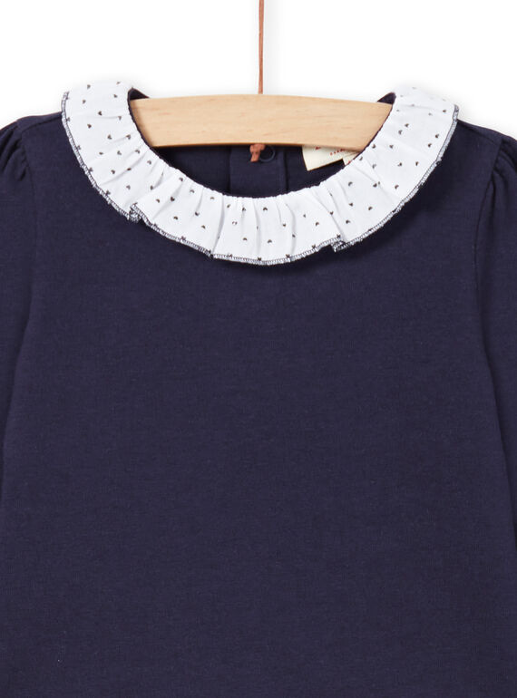 Baby girl navy blue and white T-shirt MIJOBRA3 / 21WG0913BRA070