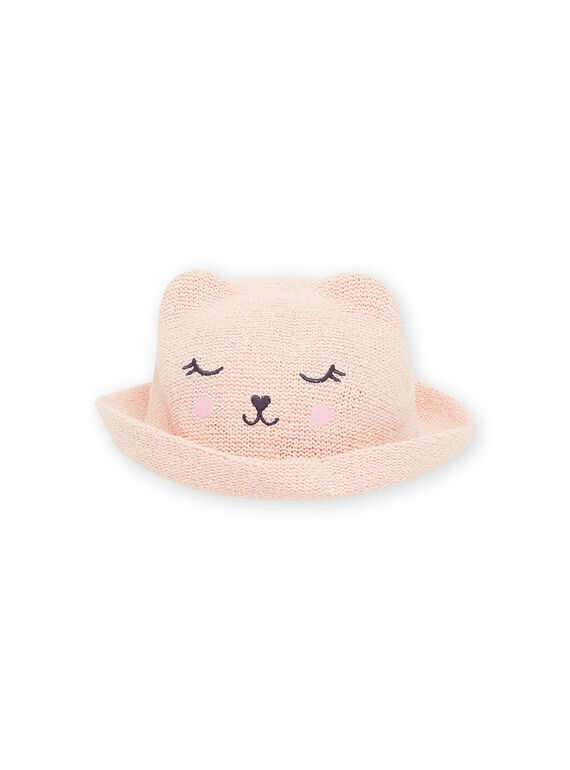 Pink straw hat with cat head design RYIJOCHA2 / 23SI09C2CHAD310
