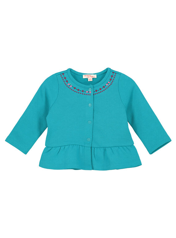 Baby girls' cotton embroidery cardigan FITUCAR2 / 19SG09F2CAR202