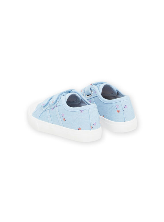 Blue canvas sneakers with floral print RITOILDENIM / 23KK3771D16C201