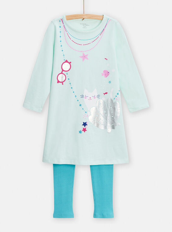 Blue pyjamas with metallic animation for girls TEFACHUBAG / 24SH1141CHNG621