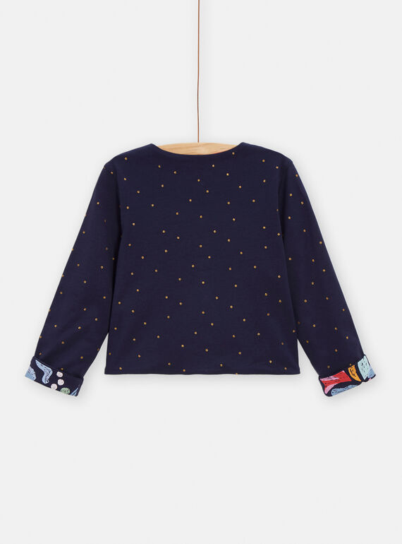 Girls' dark blue reversible cardigan TACLUCAR / 24S901O1CARC211