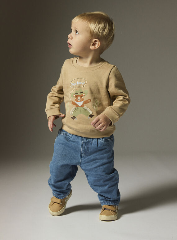 Baby boys' hazelnut sweatshirt WULANSWE / 25SG1042SWE821