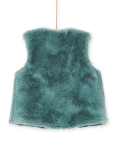 Reversible faux fur vest khaki child girl MAKACAR2 / 21W901I2CAR612