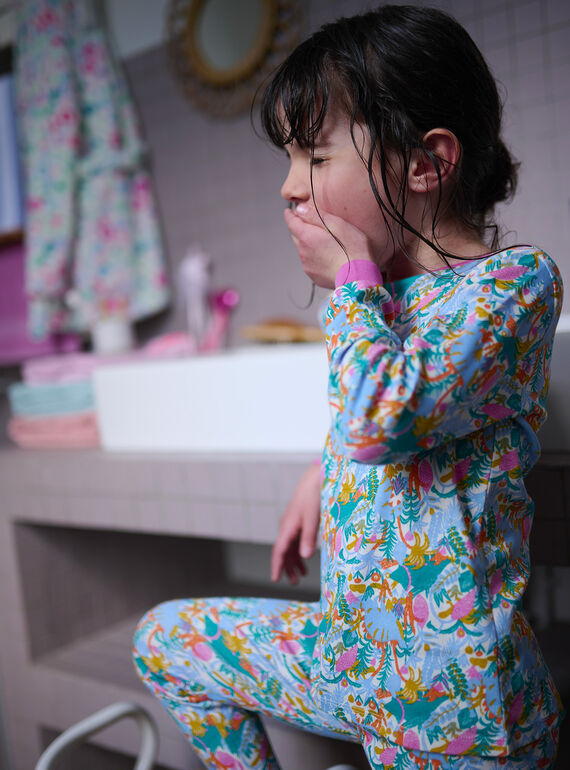 Girl's ecru tropical print pyjama SEFAPYJDIN / 23WH1142PYJ001